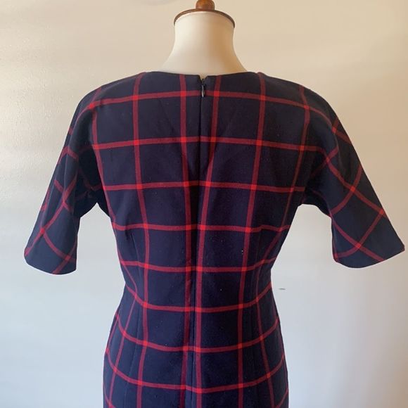 [Michael Kors] Navy/Red Plaid Lace Dress - Size 4 - Picture 5 of 6